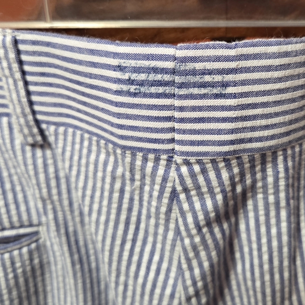 Alan Flusser Seersucker Pants Blue & White Cotton Size 34x30 - Picture 4 of 5